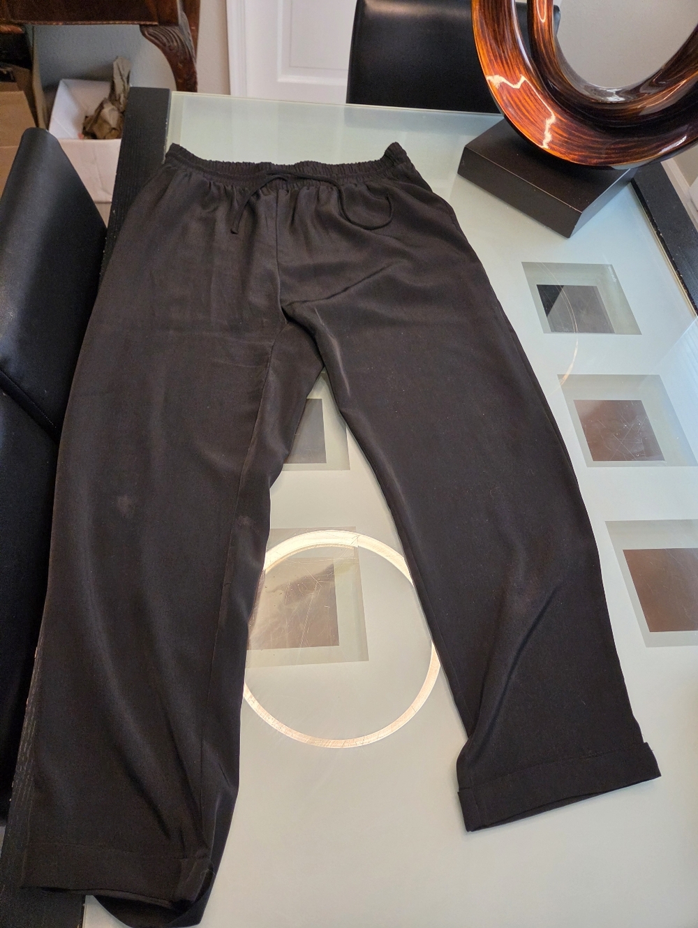Wide Leg Women’s Pants - Black, XL
